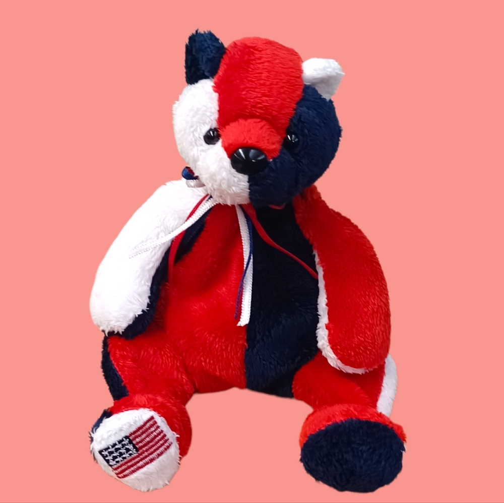 ✓TY Beanie Babies Patriot the Bear Plush Toy Stuffed Animal.